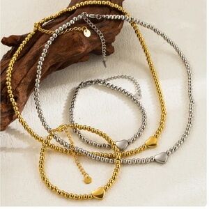 Round Beads Stainless Steel Plating or 18k Gold Plated bracelet and necklace